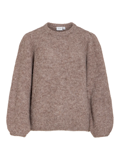 VL VIBOWS L/S PUFF KNIT - DARK NATURAL MELANGE