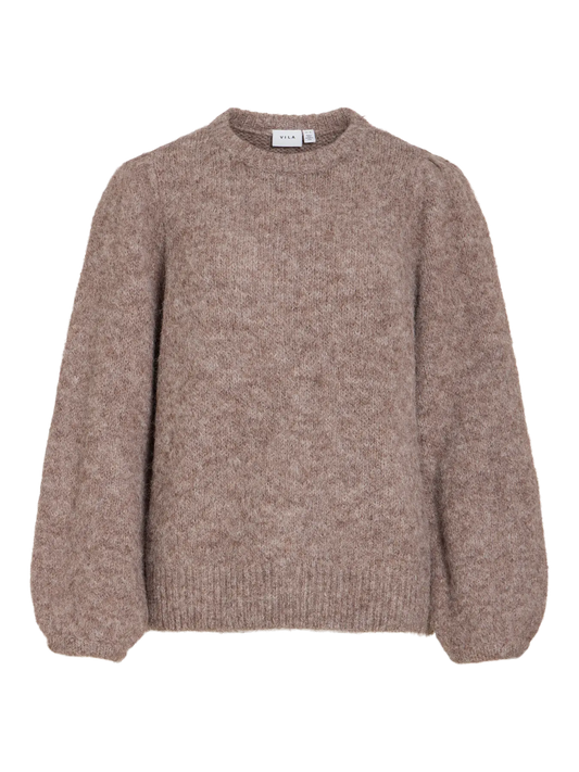 VL VIBOWS L/S PUFF KNIT - DARK NATURAL MELANGE