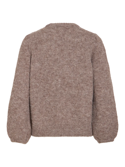 VL VIBOWS L/S PUFF KNIT - DARK NATURAL MELANGE