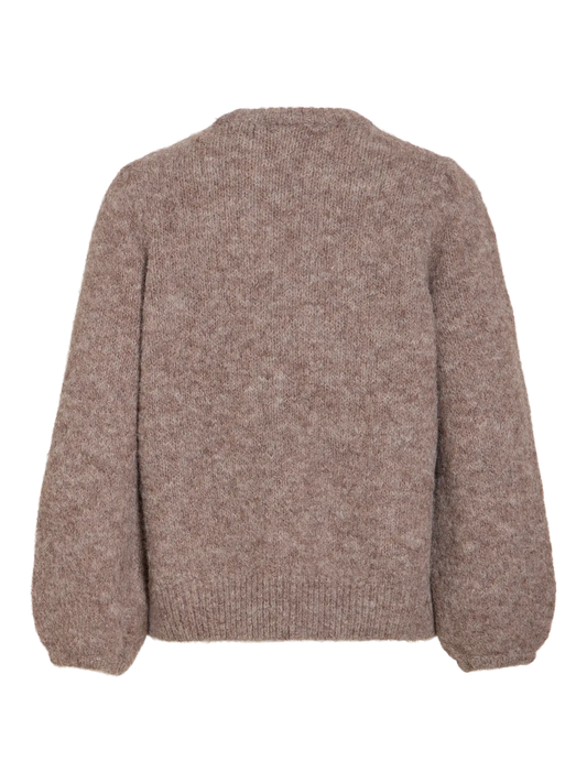 VL VIBOWS L/S PUFF KNIT - DARK NATURAL MELANGE