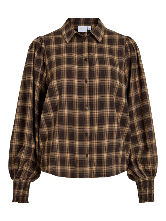 VL VILENE CHECK L/S SHIRT - BRUN TERN
