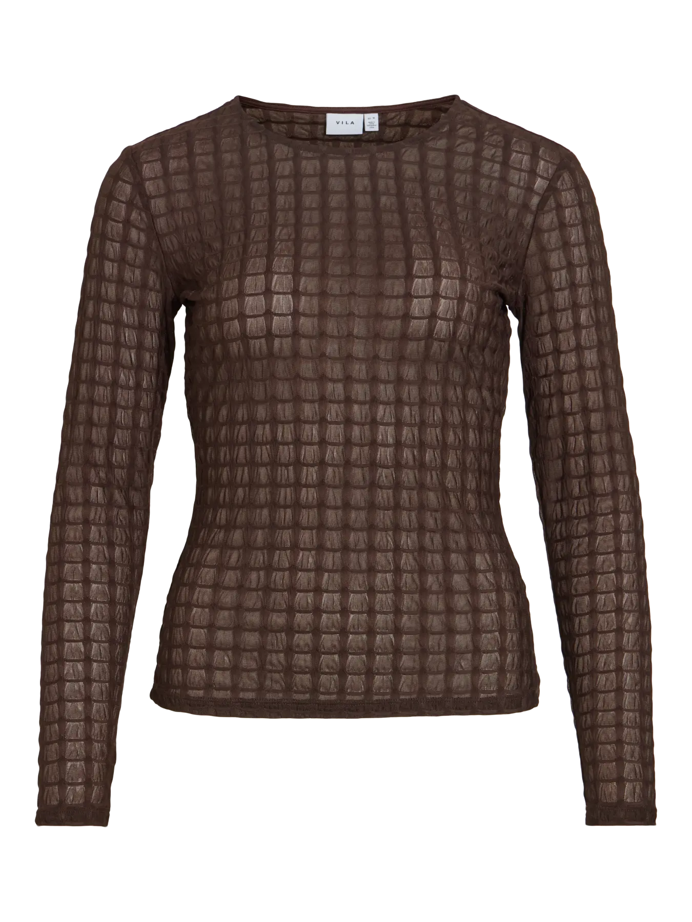 VL VIMIRANI O-NECK MESH TOP - BRUN