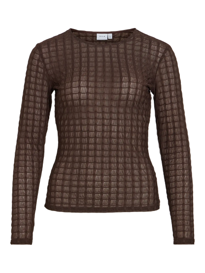 VL VIMIRANI O-NECK MESH TOP - BRUN