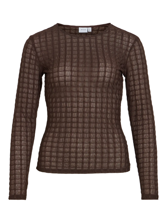 VL VIMIRANI O-NECK MESH TOP - BRUN