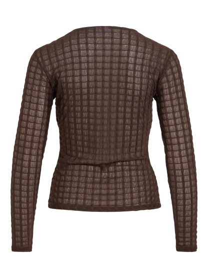 VL VIMIRANI O-NECK MESH TOP - BRUN