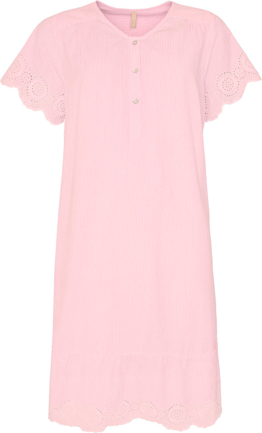 OF Nola Dress - lyserød strib m/broderi