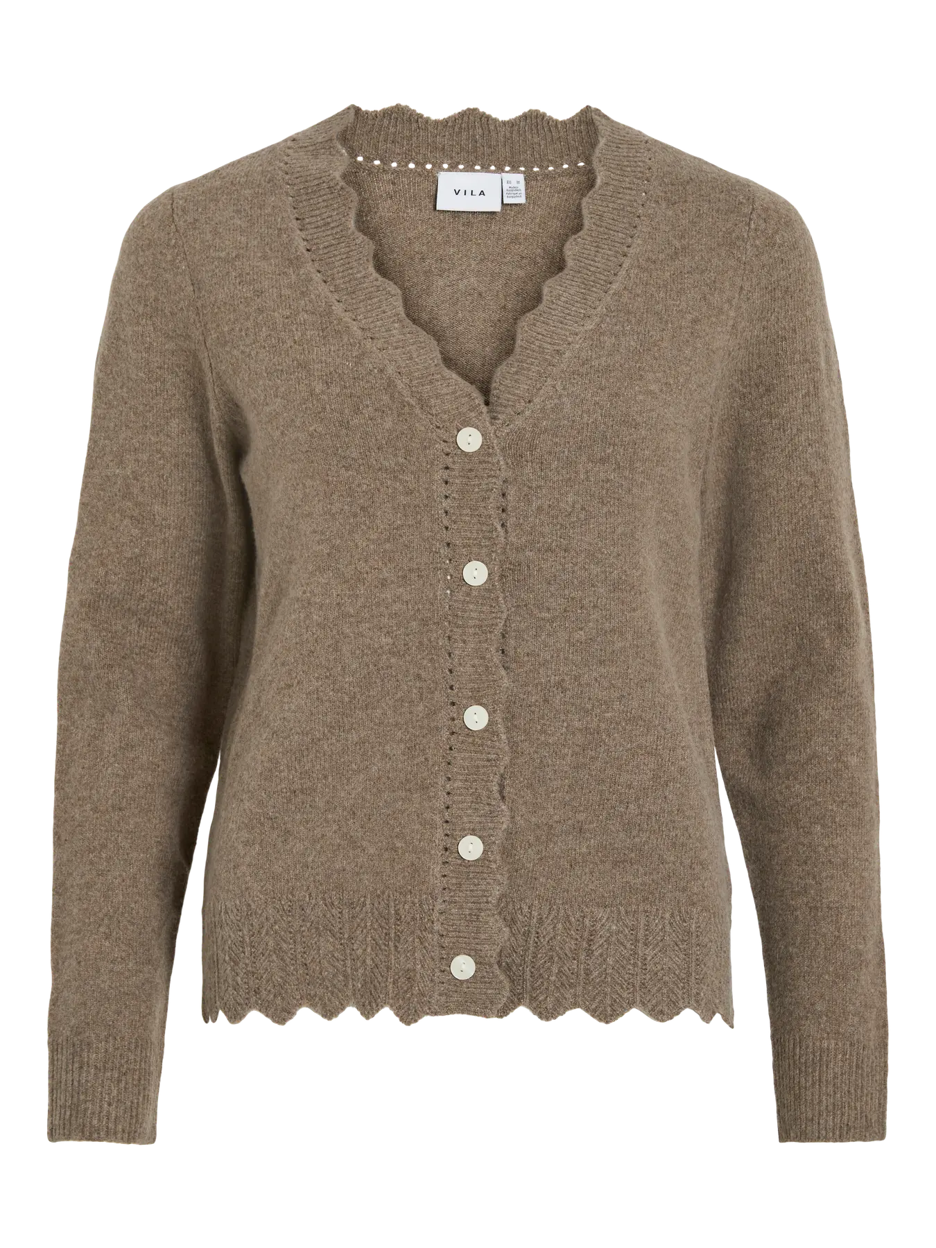 VL VINIKOLINA V-NECK L/S KNIT CARDIGAN - brun