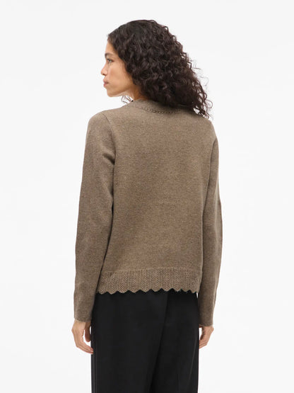 VL VINIKOLINA V-NECK L/S KNIT CARDIGAN - brun