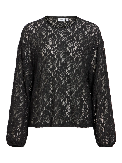 VL VIALDEIA O-NECK L/S Bluse - sort