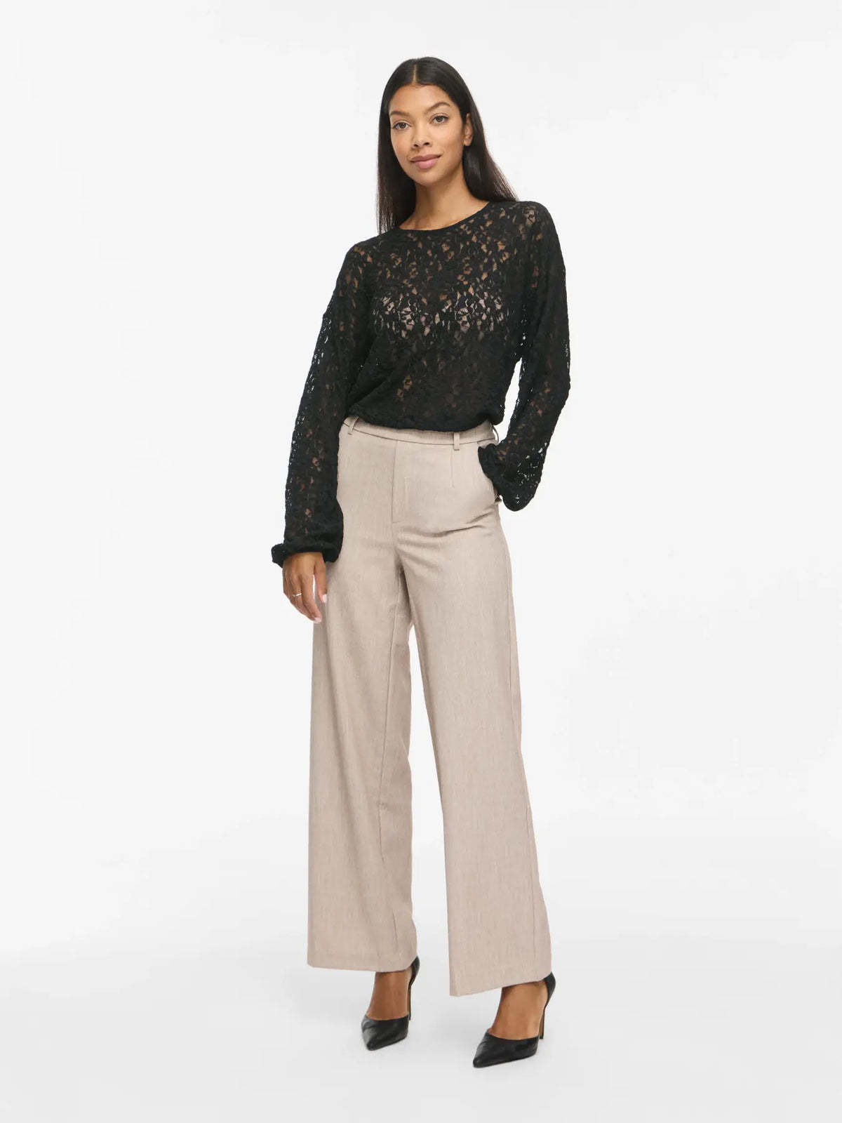 VL VIALDEIA O-NECK L/S Bluse - sort