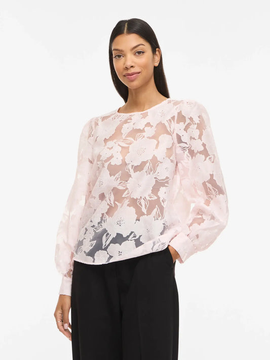 VL VIBILLIE O-NECK L/S TOP - lyserød