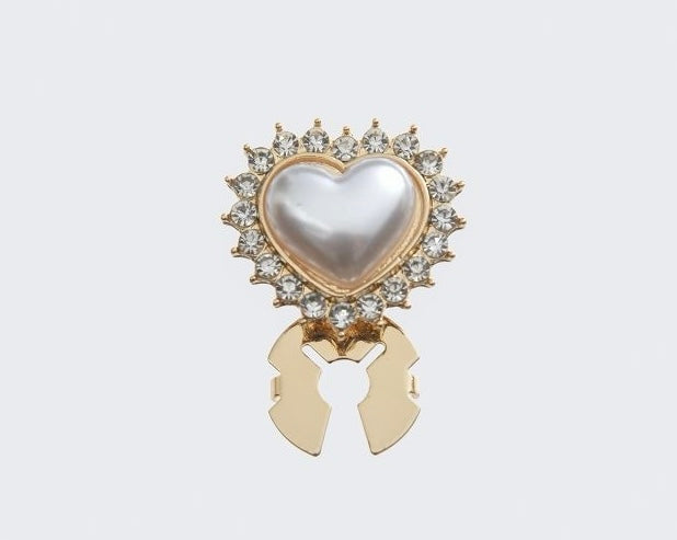 TS Button cover heart white/glass - 2 pcs.