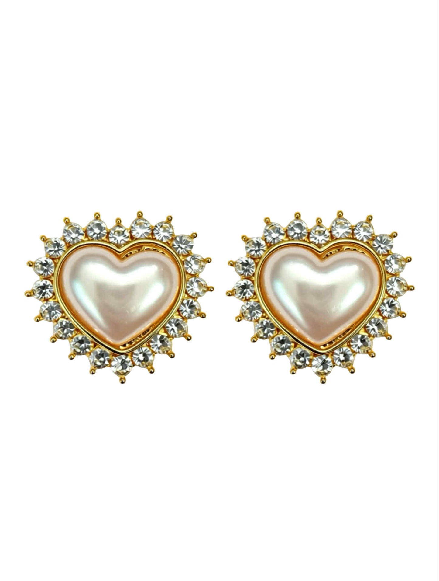 TS Button cover heart white/glass - 2 pcs.