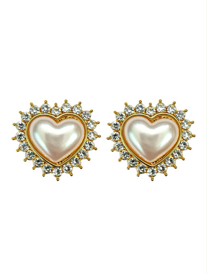 TS Button cover heart white/glass - 2 pcs.