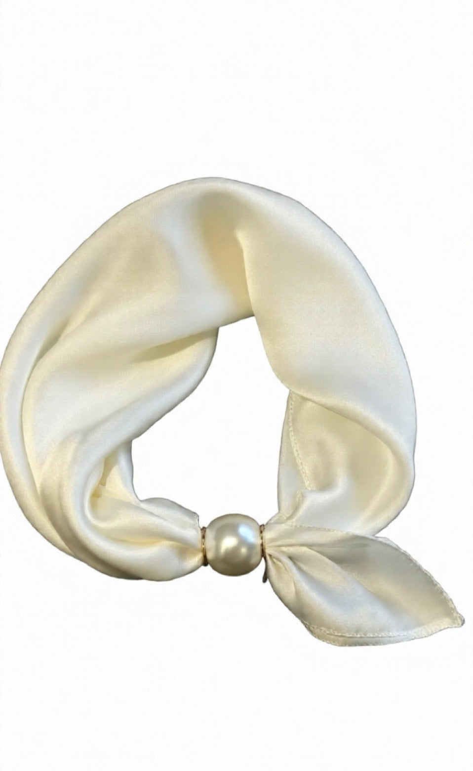 TS Chloe Scarf w. magnetic pearl - white