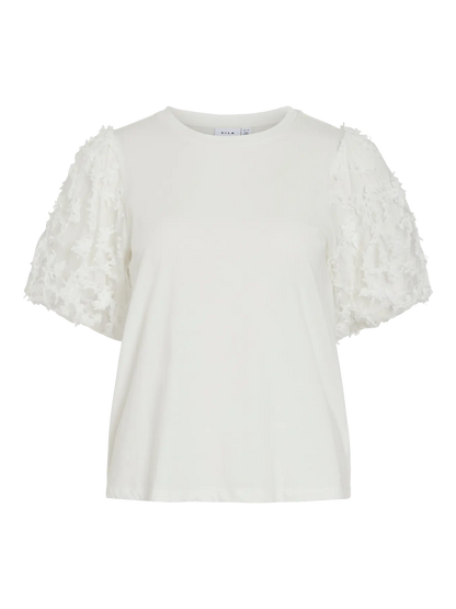 VL VIONESCA O-NECK S/S TOP - m/smukke ærmer - hvid