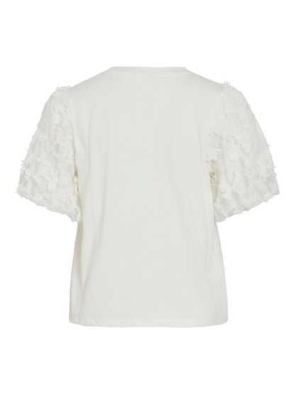 VL VIONESCA O-NECK S/S TOP - m/smukke ærmer - hvid