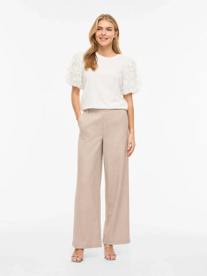 VL VIONESCA O-NECK S/S TOP - m/smukke ærmer - hvid