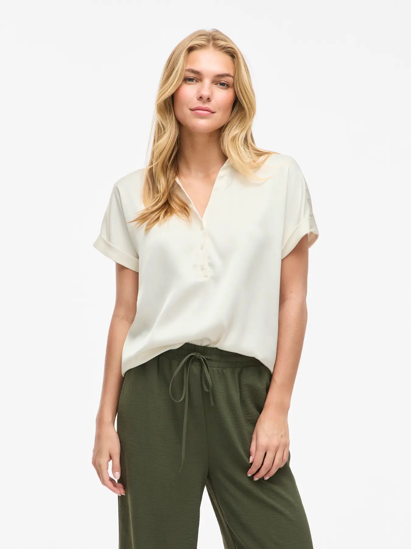VL VIENNA RAVENNA S/S TOP - cloud dancer - hvid