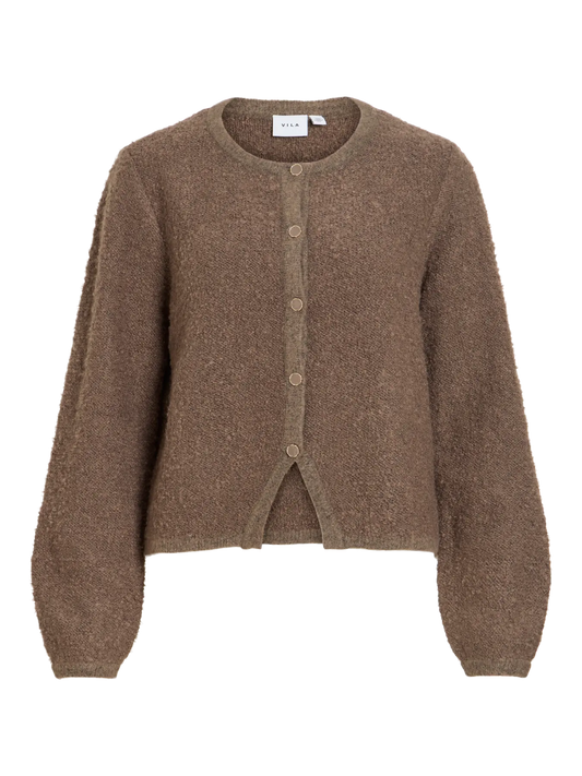VL VIPIGGA O-NECK L/S KNIT JACKET - FALCON BRUN