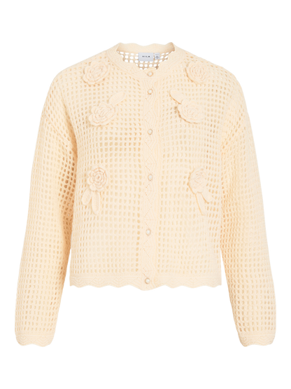 VL Vienny L/S FLOWER KNIT CARDIGAN - creme m/blomster