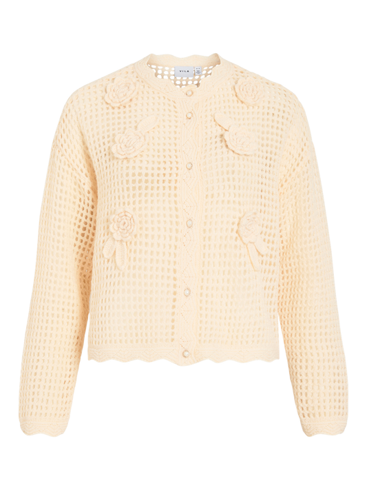 VL Vienny L/S FLOWER KNIT CARDIGAN - creme m/blomster