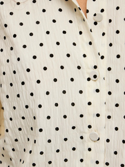 VL VIEA 2/4 DRESS - hvid m/sorte dots