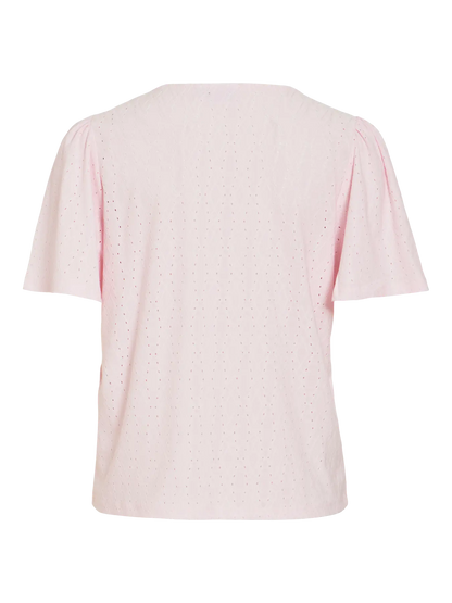 VL VIBELLI O-NECK S/S TOP - lyserød