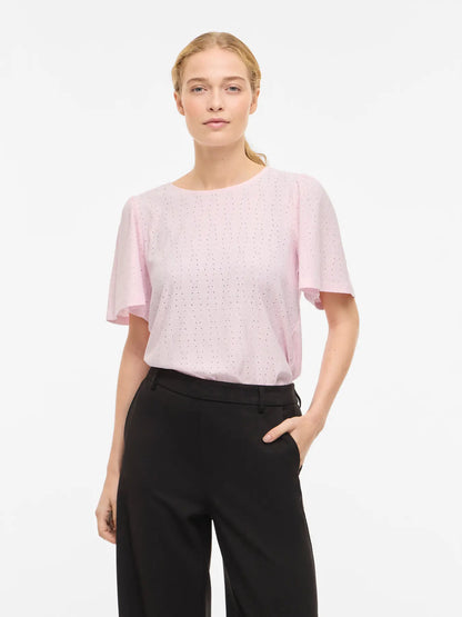VL VIBELLI O-NECK S/S TOP - lyserød