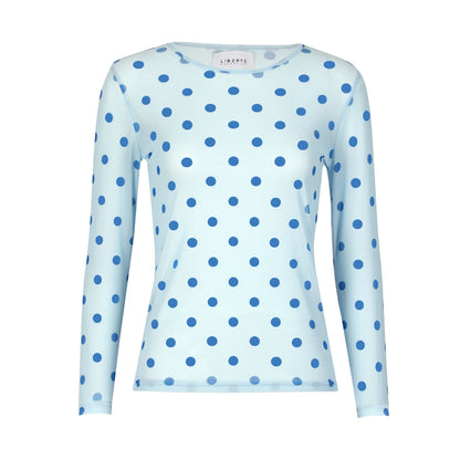 LB Mesh bluse - light blue blue dot