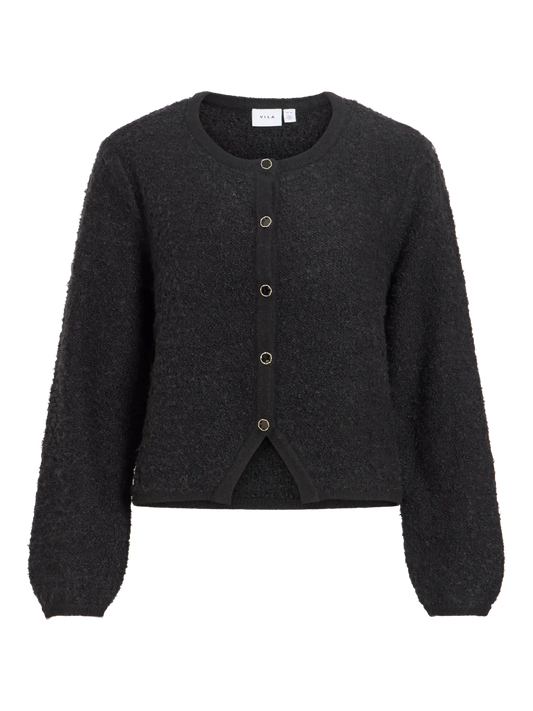 VL VIPIGGA O-NECK L/S KNIT JACKET - BLACK