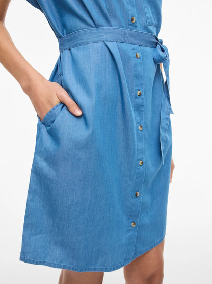 VL VINORI S/S SHIRT DRESS - blue denim lyocell