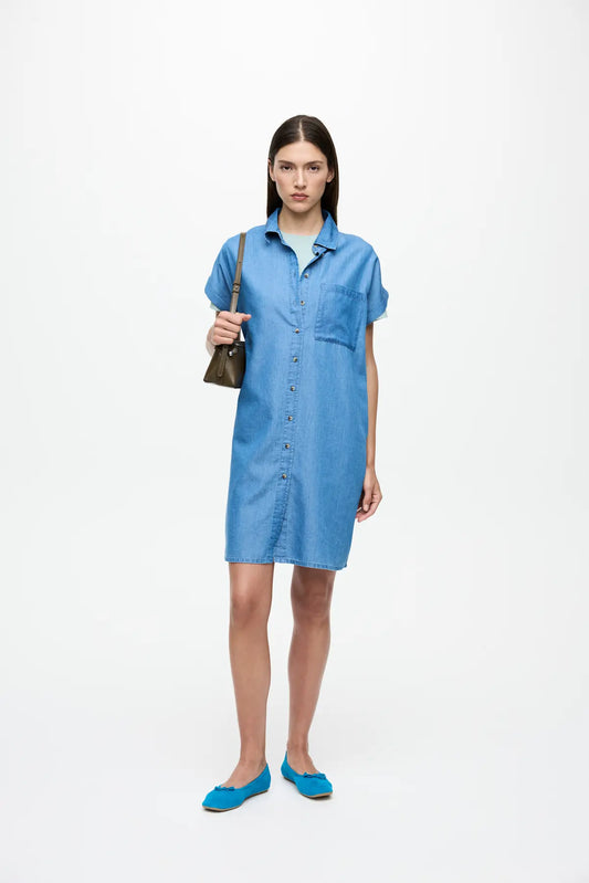 VL VINORI S/S SHIRT DRESS - blue denim lyocell