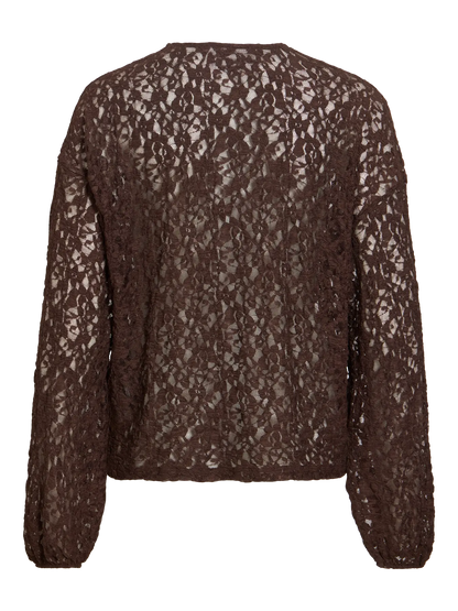 VL VIALDEIA O-NECK L/S Bluse - brun