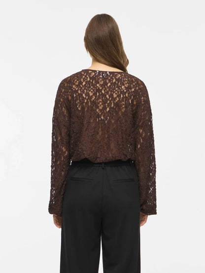 VL VIALDEIA O-NECK L/S Bluse - brun
