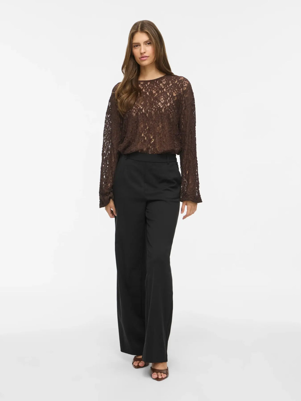 VL VIALDEIA O-NECK L/S Bluse - brun