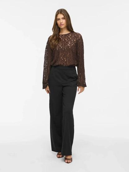 VL VIALDEIA O-NECK L/S Bluse - brun