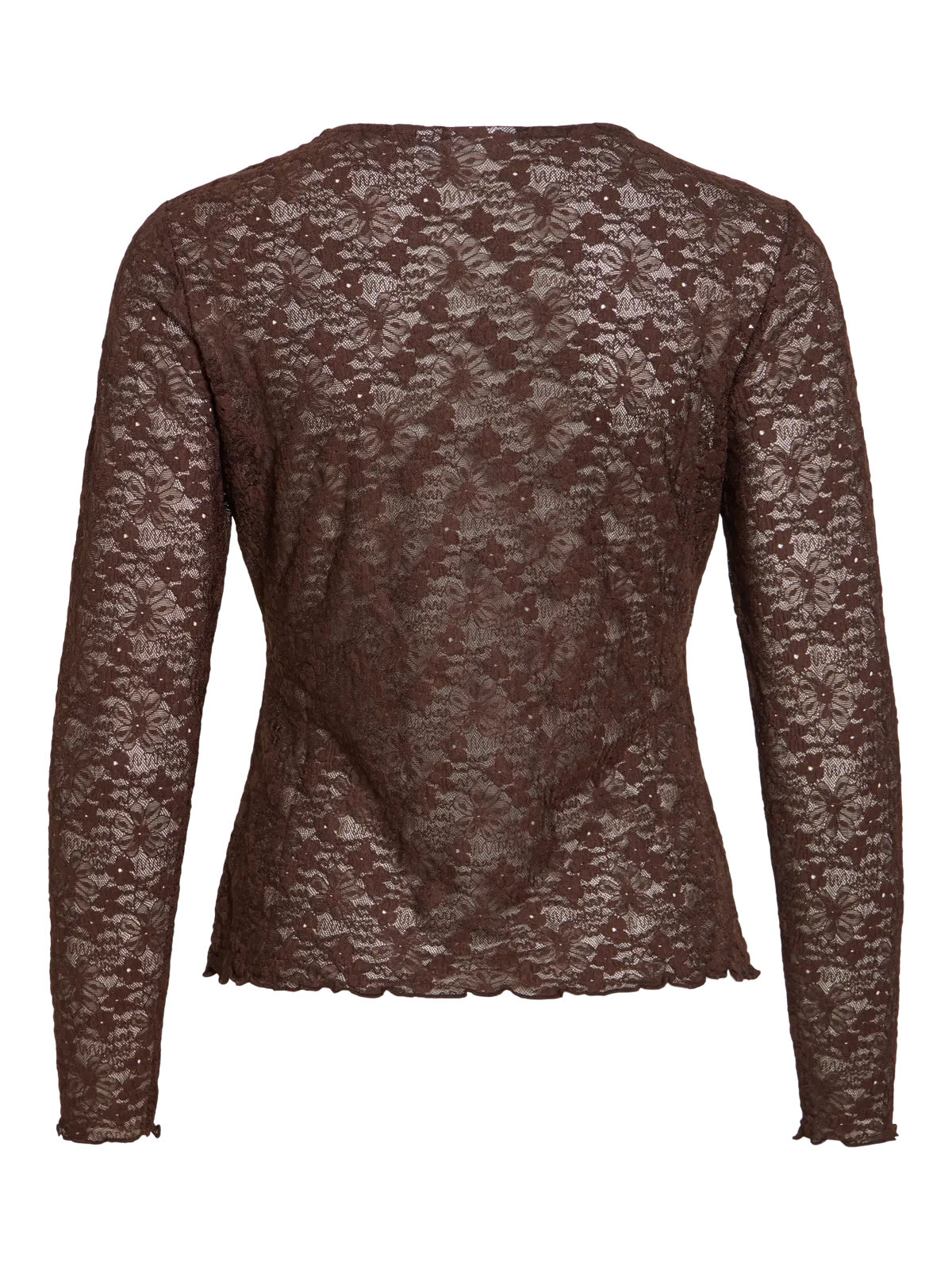 VL VIFAY - O-NECK MESH BLUSE - BRUN M/MØNSTER