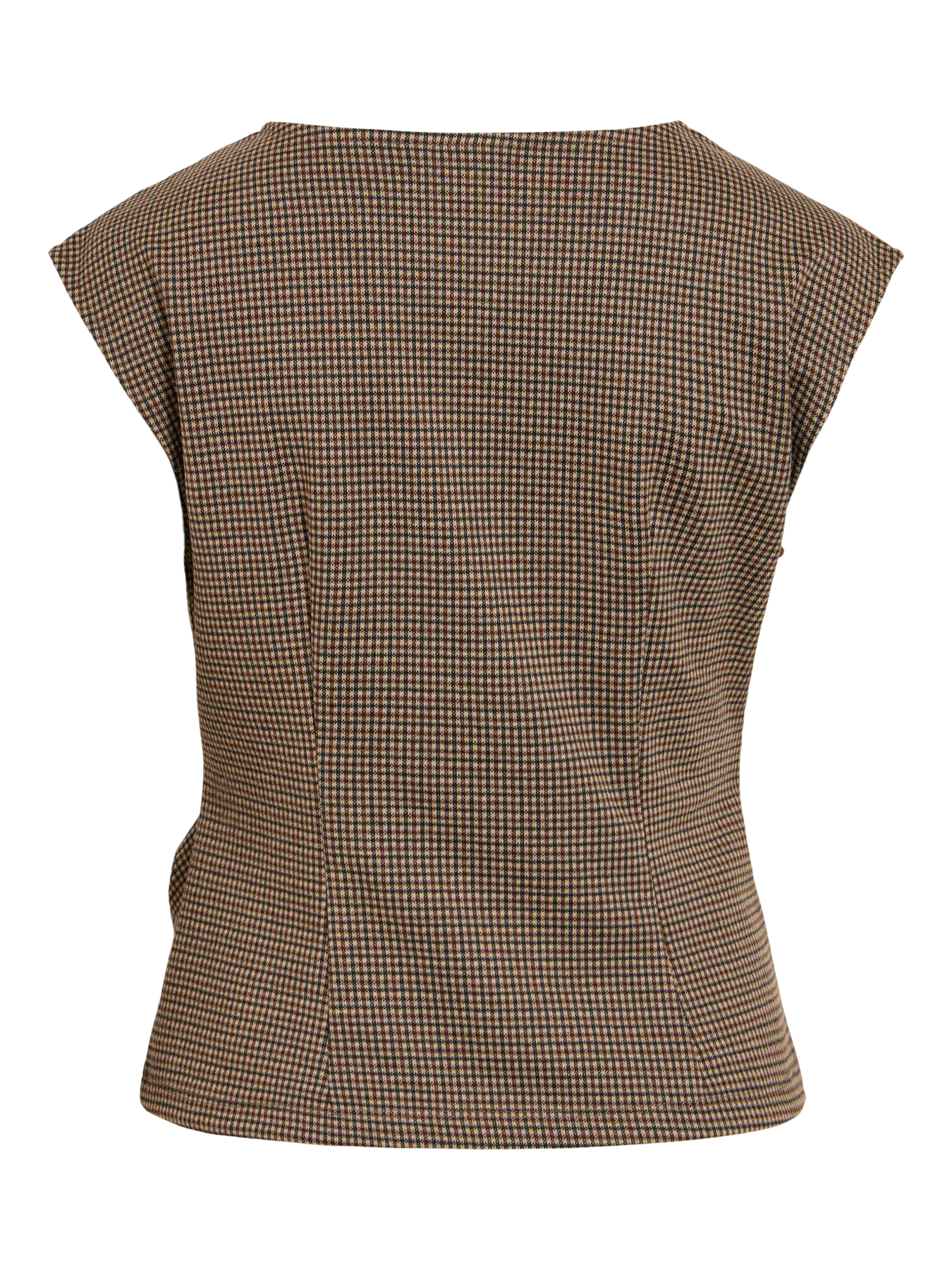 VL VICHEKKA O-NECK S/L CHECKERED TOP - brun tern