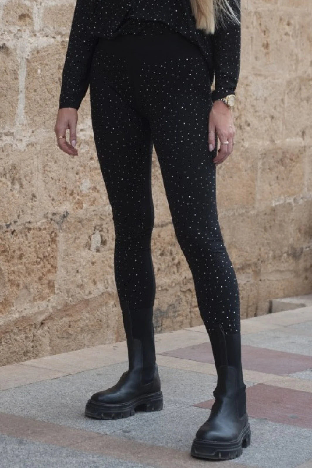 LB Alma leggins - sorte m/simili sten