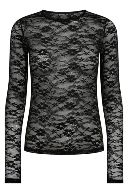 LB Isa-ls-lace-blouse - sort blomsterprint