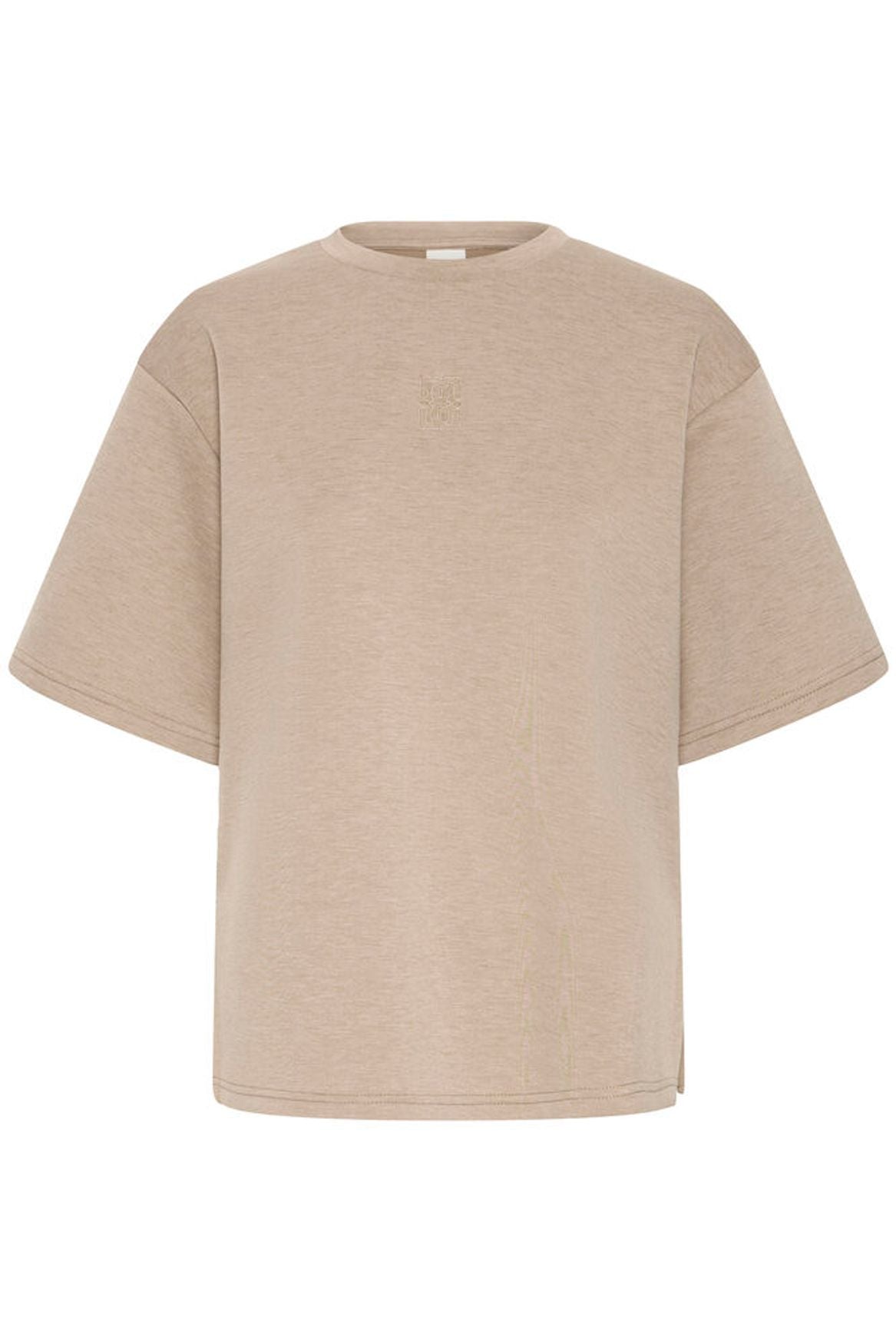 IC COZY bluse m/korte ærmer - mørk beige melange