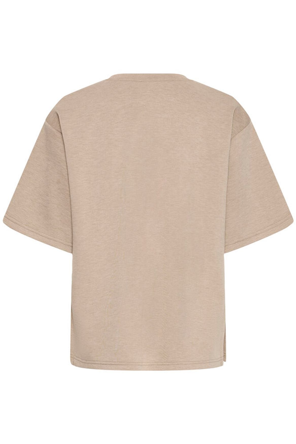 IC COZY bluse m/korte ærmer - mørk beige melange