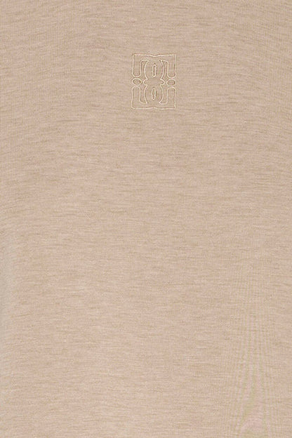 IC COZY bluse m/korte ærmer - mørk beige melange