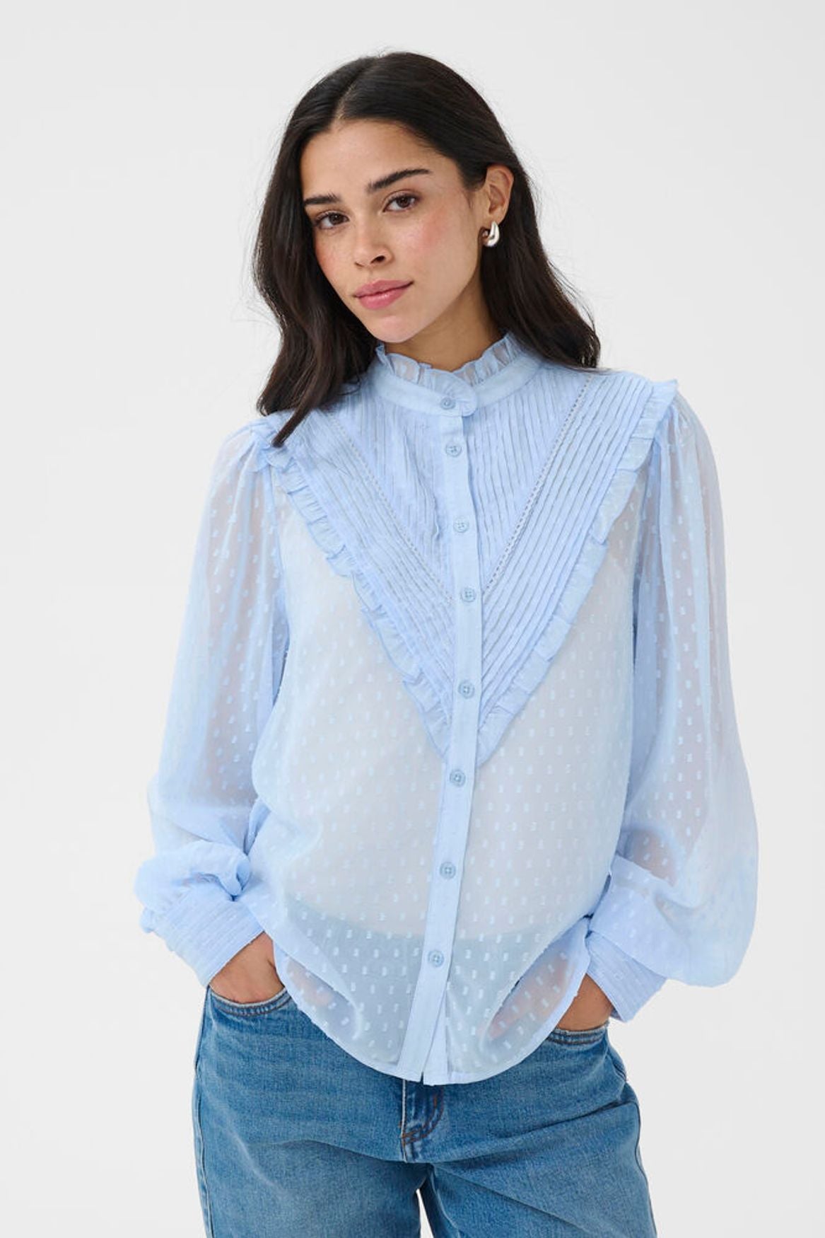 KA Leonora Shirt - lyseblå m/fine detaljer