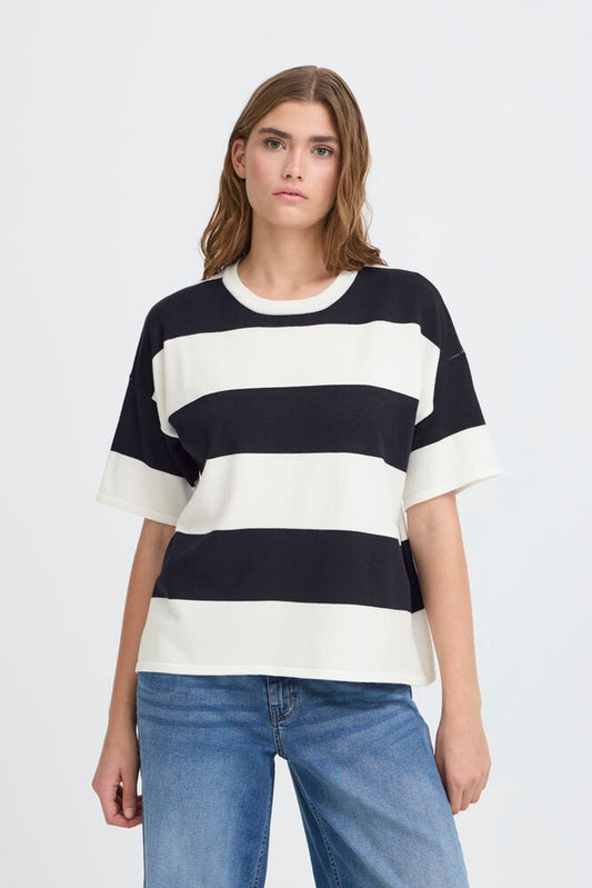 IC LULS LOOSE SHIRT - sort/hvid strib