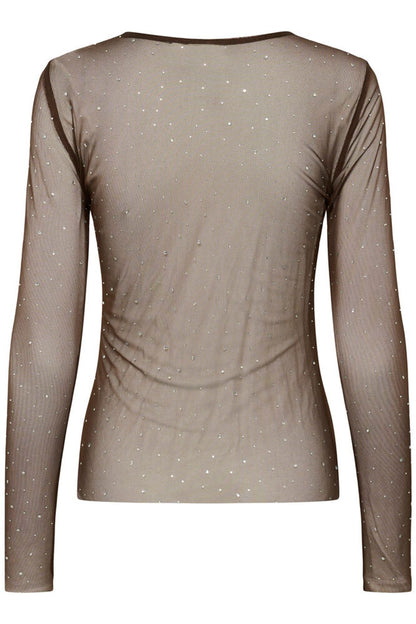 KA Stinna Mesh T-shirt - Coffee brown m/simili sten
