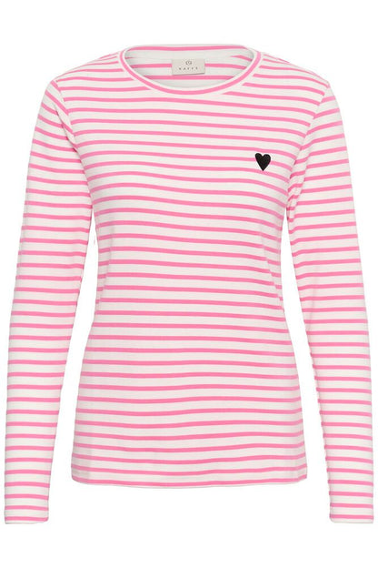 KA Liddy T-shirt m/lange ærmer - hvid/pink power striber