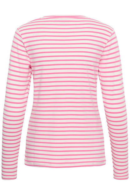 KA Liddy T-shirt m/lange ærmer - hvid/pink power striber