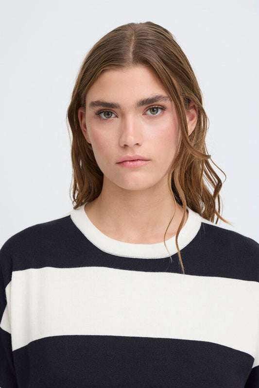 IC LULS LOOSE SHIRT - sort/hvid strib